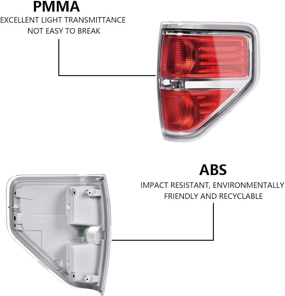 PIT66 Tail Lights Fit Ford F150 2009 2010 2011 2012 2013 2014 | Tail Lights,Compatible with Ford F150 2009 2010 2011 2012 2013 2014 Rear Brake Lamps Assembly Left&Right Red Lens