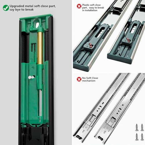 homdiy 10 pairs black soft close drawer slides showing dimensions