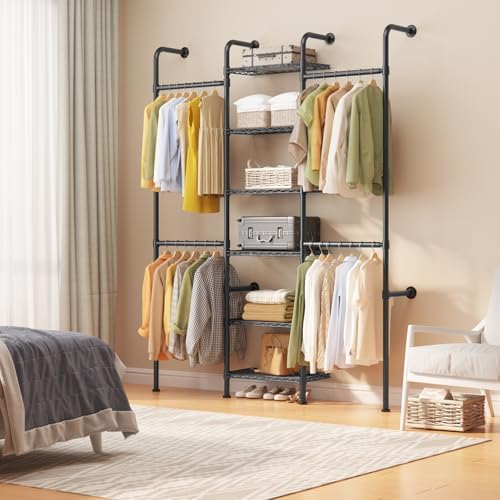 l3 wall mounted pipe closet system, matte black shown in use