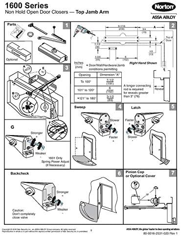 norton 1604bc series door closer, tri-style® (regular, top, front angle view