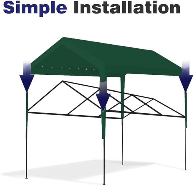 Rutile 10 x 20 FT Carport Replacement Cover, Heavy Duty Car Tarp Canopy Tent - Image 7