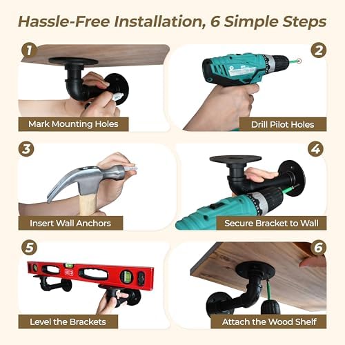 industrial l pipe shelf brackets for 7-14 in, package contents