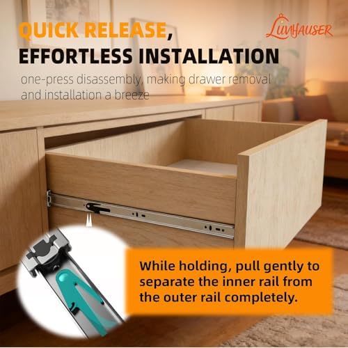 10 pair side-mount 3-section full extension drawer slides,16, front angle view