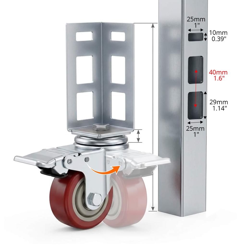 qwork 3" caster wheels for boltless shelving – shown in use