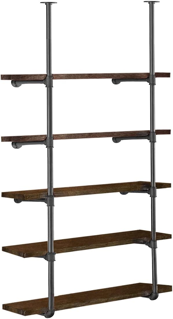 hitomen industrial iron pipe shelves, 2 set 5-tier, main product view