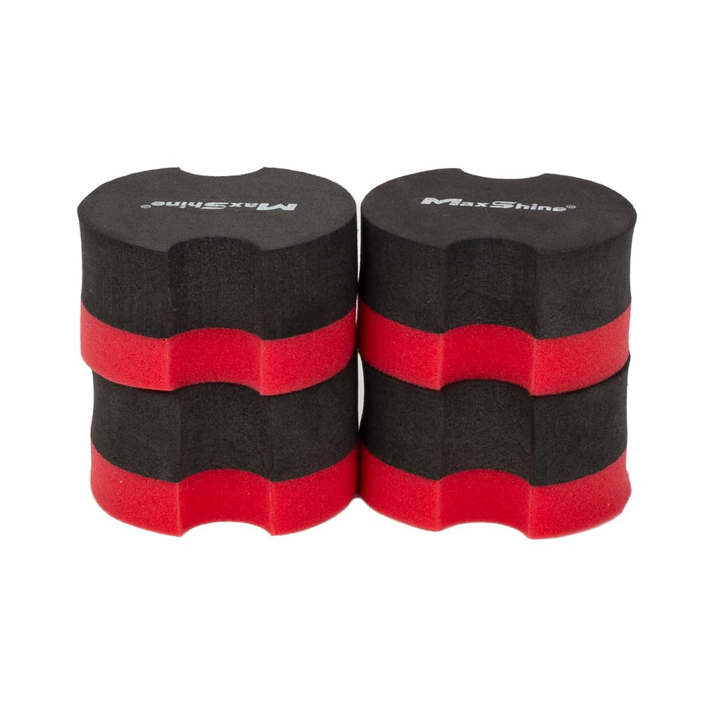Maxshine Wax Applicator Pad | 2.9 Inch, Grey & Red, EVA Dual-Layer Foam | Ergonomic Grip, Scratch-Free, Washable | for Car Wax, Sealant & Dressing Application