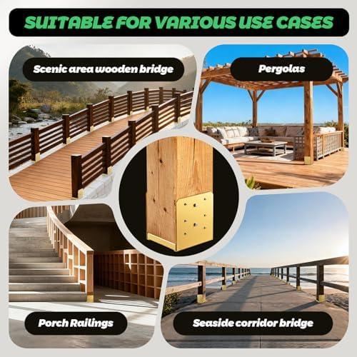 4"x4" adjustable post base, 4pcs，golden,stainless steel post anchor, front angle view