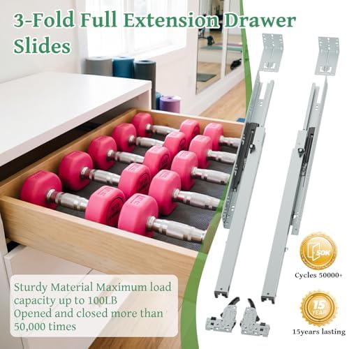 5pair(10pack) 18 inch undermount drawer slides with rear on a desk or shelf