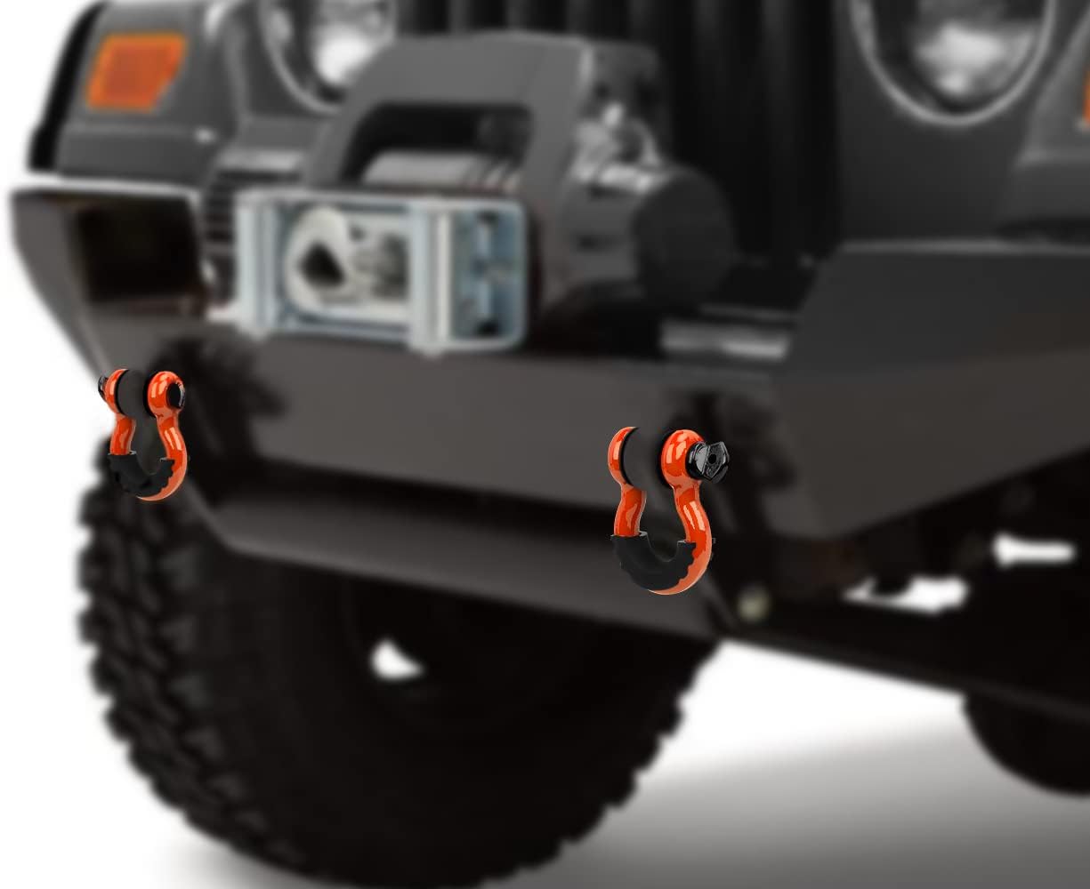 LIBERRWAY Shackles 3/4" (2 Pack) D Ring Shackle Rugged Off Road Shackles 28.5 Ton (57,000 lbs) Maximum Break Strength with 7/8'' Pin Heavy Duty D Ring for Vehicle Recovery, Orange