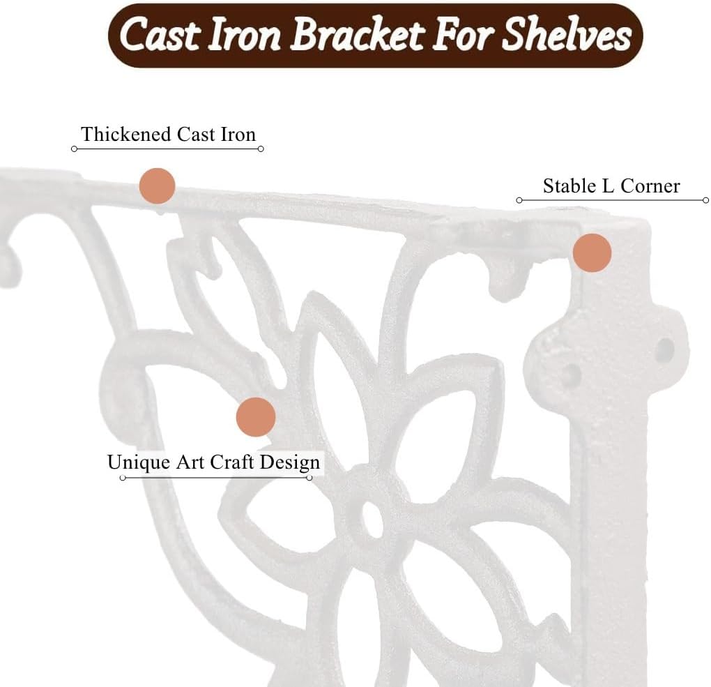 z metnal cast iron heavy duty shelves bracket, side view