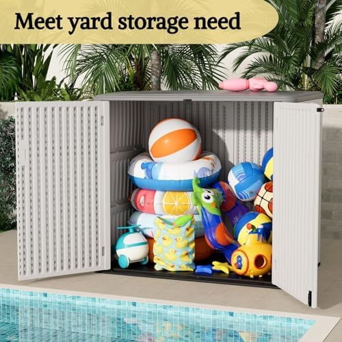 zzm large outdoor storage shed, 48 cu ft on a desk or shelf