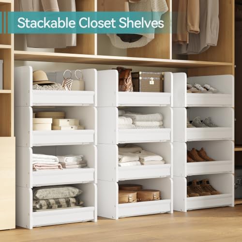 foucssomei closet storage organizer with wood frame & shown in use