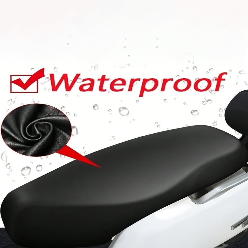 Motorcycle & Ebike Seat Cover Cushion, Stretchable PU Leather Seat Protector, Dustproof Sunproof Bike Seat Cover for Electric Bike, Scooter and Motorcycle