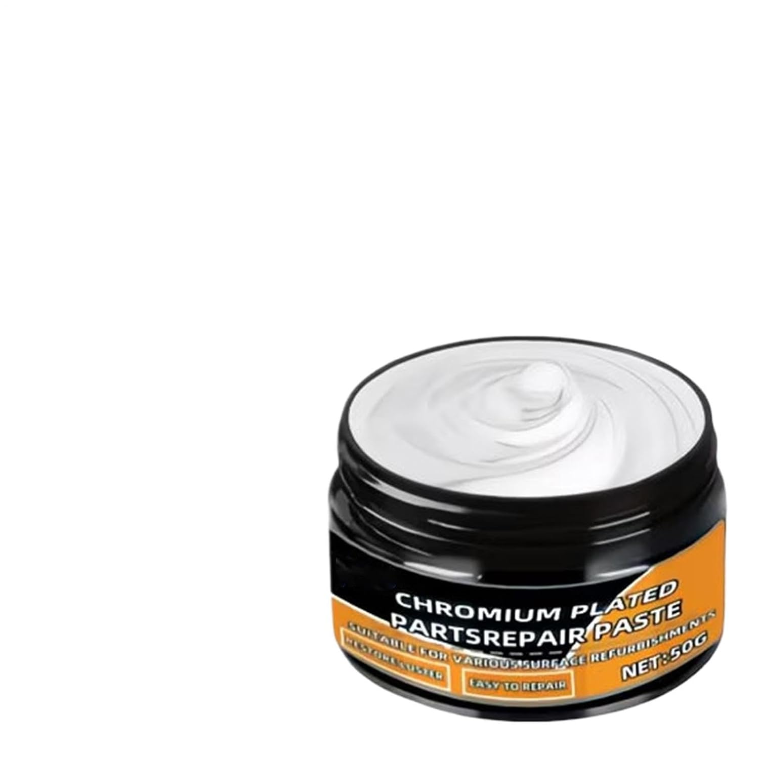 Shiny Chrome Cleaner - 50g Oxidation Removal Paste, Scratch Repair Sponge Applicator, Vehicle Tire Rim Protection, Automotive Detailing Tool, Metal Cleaner for SUV, Truck, Boat, RV