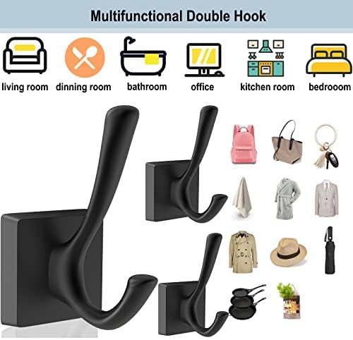 tofiigrem black wall hooks coat hooks, mudroom hooks, front angle view
