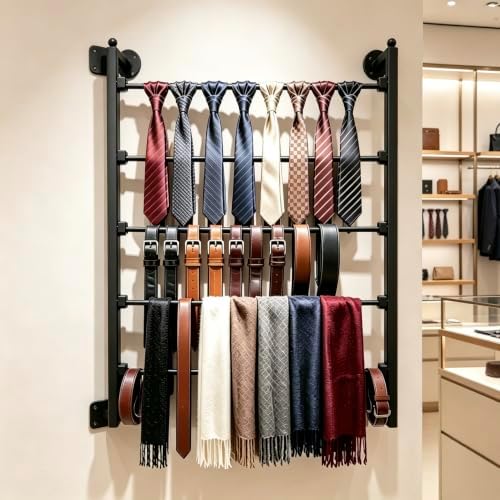5 layer wall scarf display tie rack ribbon, close-up detail