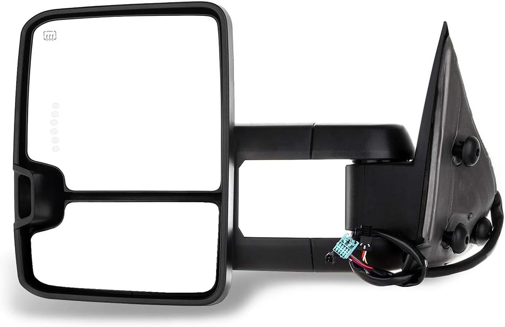 A Pair Heated Towing Mirrors Fits 2003-2006 for Chevy for GMC Sierra Pickup Yukon XL Yukon Denali Cadillac Escalade All Model, Power Adjusted View Mirror with LED Turn Signal Light