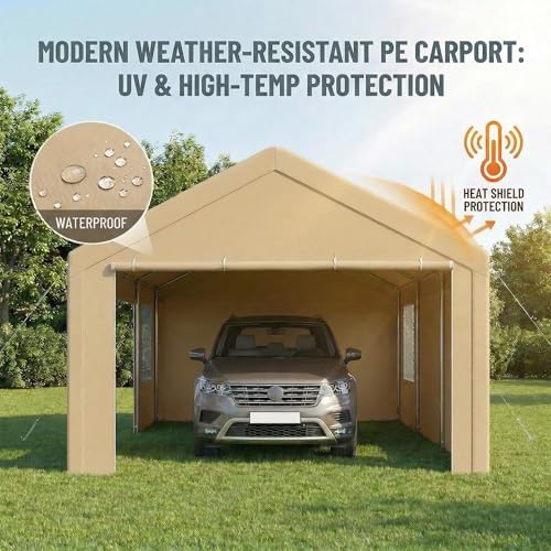 tooluck 12x20 ft heavy duty carport with galvanized, close-up detail
