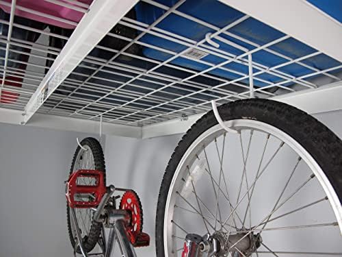 saferacks 4x4 overhead garage storage rack, white, 24"-45" showing dimensions