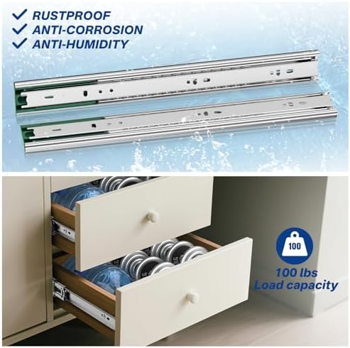4 pairs 22 inch soft close drawer slides showing dimensions