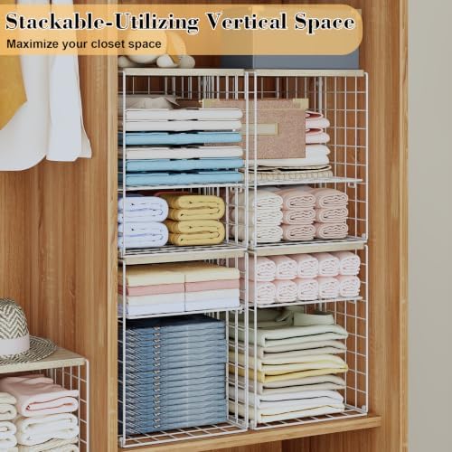 hencawima 2 pack stackable closet storage bins with showing dimensions