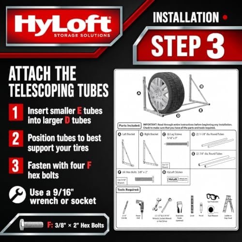 hyloft wall-mounted folding tire storage loft rack, view 10