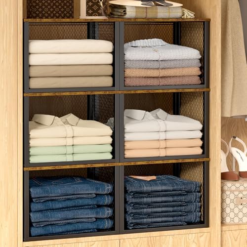 stackable closet organizers and storage basket, closet shelves, view 9
