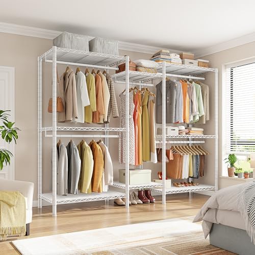 raybee clothes rack, l shaped portable closets for shown in use