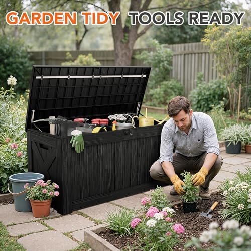 130 gallon deck box outdoor indoor waterproof storage, close-up detail