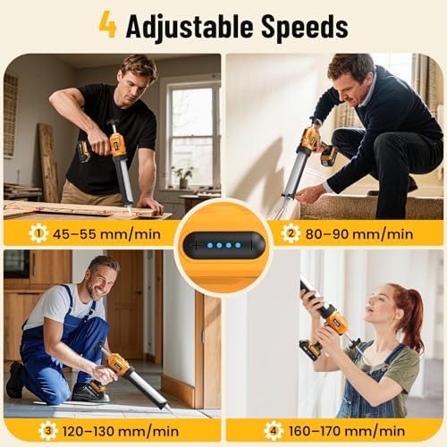 electric caulking gun, cordless caulk gun with 2x, side view