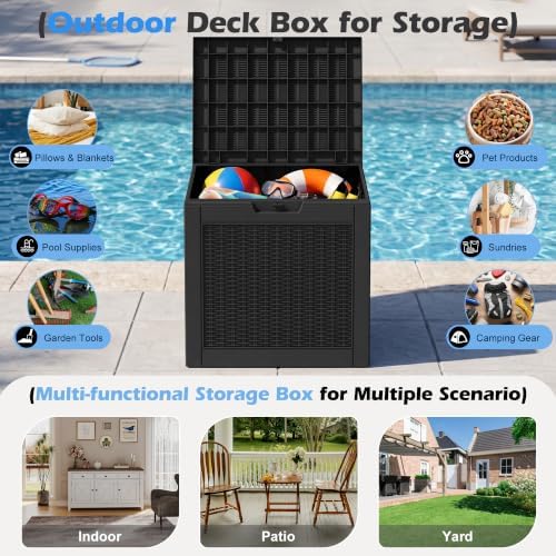 35 gallon outdoor storage box waterproof deck box, close-up detail