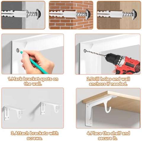 closet rod support brackets heavy duty 11 x, front angle view