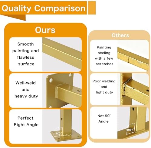 ezydecor 6 pcs gold shelf brackets heavy duty, view 9