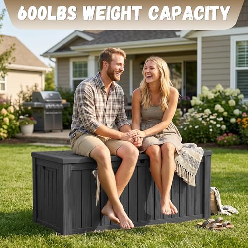easyup 180 gallon deck box, waterproof& uv resistant on a desk or shelf