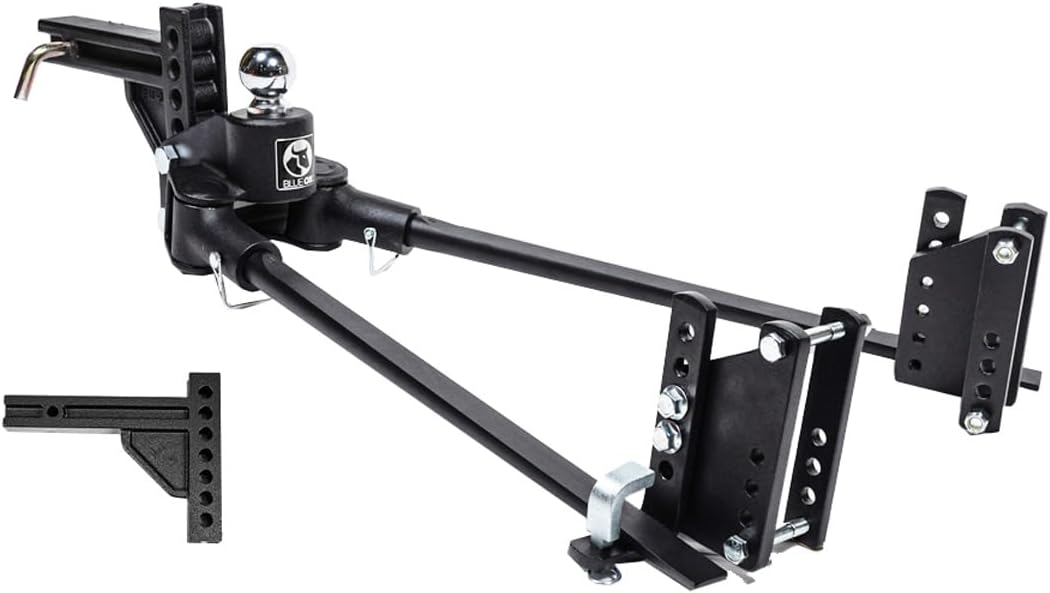 Blue Ox BXW01050 TrackPro Weight Distribution Hitch 2″ Receiver | 7 Hole Shank | 10,000 Maximum Towing Weight | Levels Out Ride to Restore Control and Stability | Pre-Installed 2-5/16" Hitch Ball
