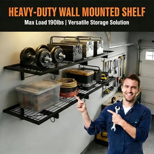 garage wall shelving, 46" x 12" floating shelf, package contents