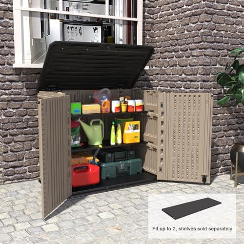 kinying outdoor storage shed - horizontal storage cabinet showing dimensions