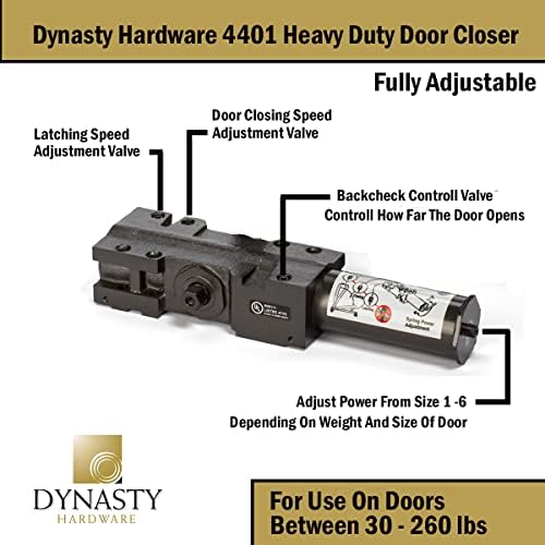 dynasty 4401 series door closer, sprayed duronotic bronze, side view