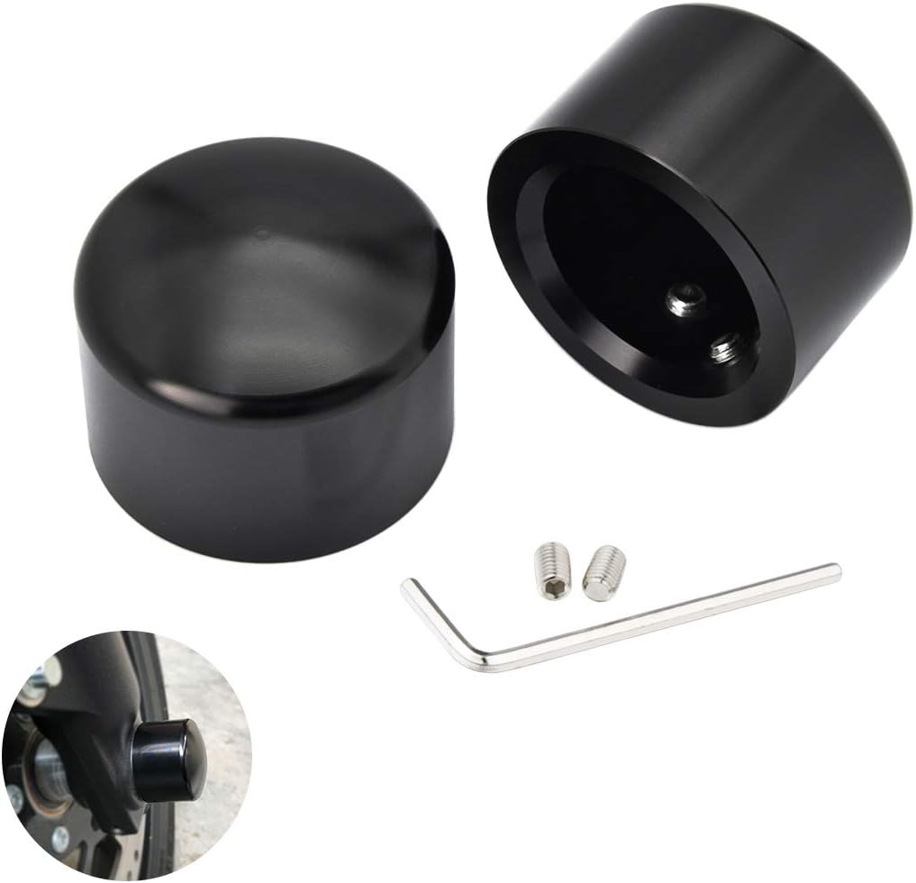 Benlari CNC Front Axle Nut Covers fit for Harley, Black Axle Nut Caps Compatible with Harley Davidson Touring Sportster Trike Dyna Softail Street Glide Road King Iron 883 Fat Boy 2002-2023