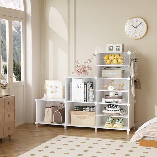 awtatos 6 cube closet organizer storage shelves, white, side view