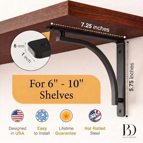 classic black heavy duty shelf brackets 8 inch shown in use
