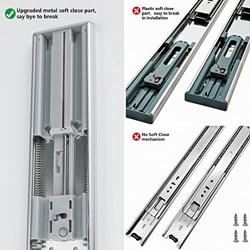 homdiy 10 pair soft close drawer slides 22, side view