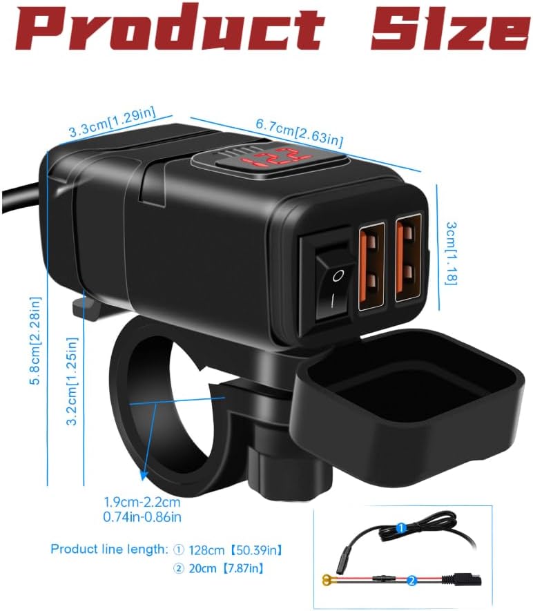 Motorcycle USB Charger for Triumph Bonneville T100 2001-2026,12V Dual-Port Fast Charging Waterproof and dustproof Motorcycle Phone Charger