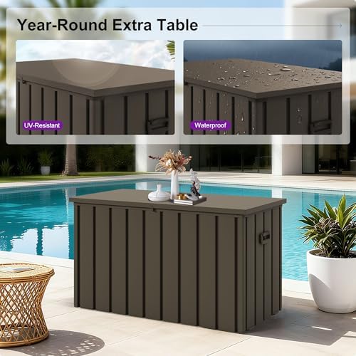 purple leaf outdoor deck box 120 gallon, waterproof, package contents