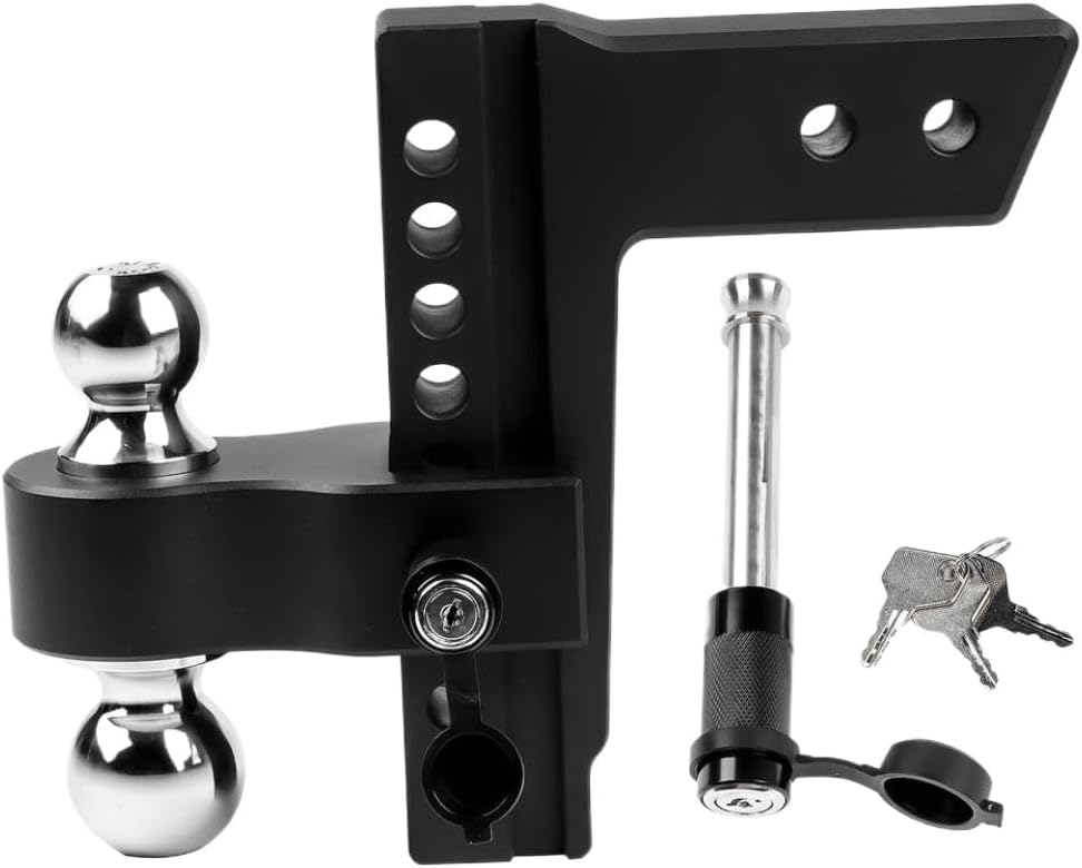 Adjustable Trailer Hitch 2.5 Inch Receiver 8 Inch Drop Rise 18500 LBS GTW Aluminum