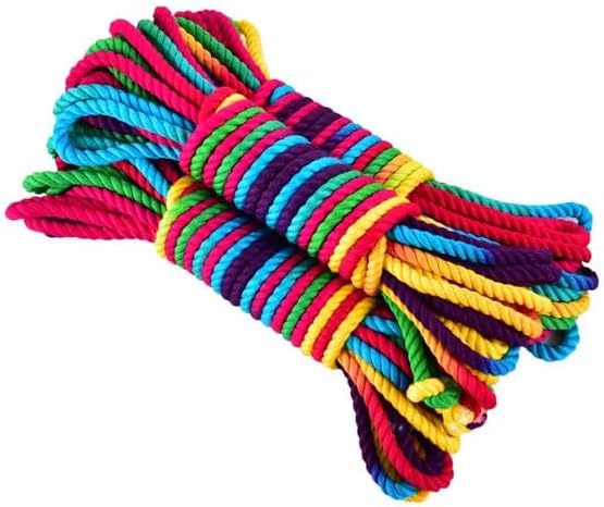 32 Foot Rainbow Bamboo Rope | Braided 1/4 Inch | Stronger Than Jute, Soft Like Silk