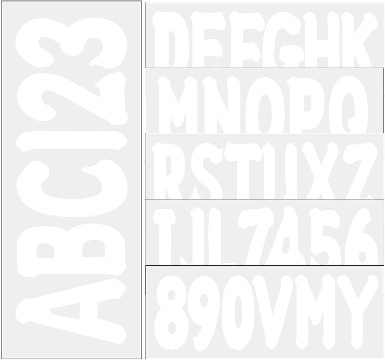 3'' Boat Registration Numbers Stickers and Letters Decals | 4 Sets Marine Alphabet Stickers Vinyl letters for Personal Watercraft Jet Skis, Sea-Doo, Pontoon Boats White
