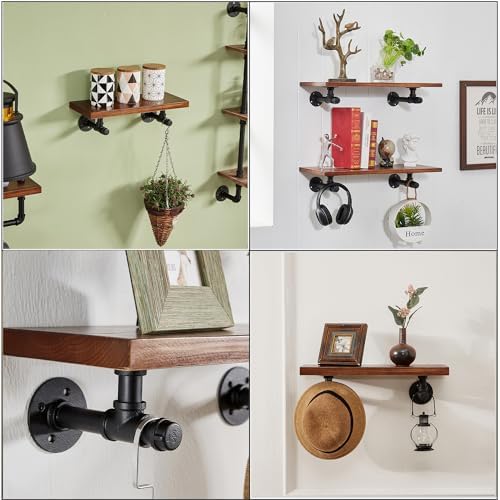industrial t pipe shelf brackets for 6-12 in on a desk or shelf
