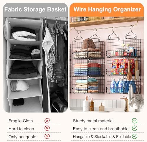 sonyabecca 3-tier closet organizers and storage, foldable stackable on a desk or shelf