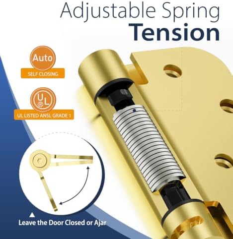 4 inch self closing door hinges,4-pack spring loaded, side view